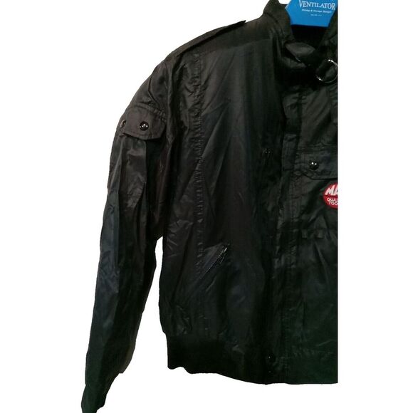 Vtg Mac Tools L Bomber Racing Jacket Windbreaker Zip Swingster Black USA NICE! - Picture 3 of 7